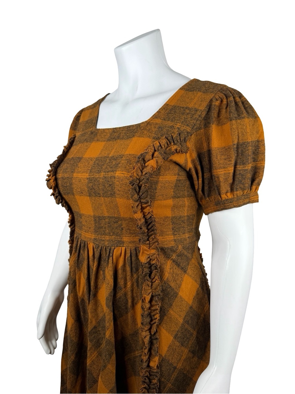 Ivy City Co Rust Plaid Plaid Midi Dress - Picture 4 of 7
